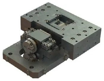Render of a vacuum compatible goniometer stage